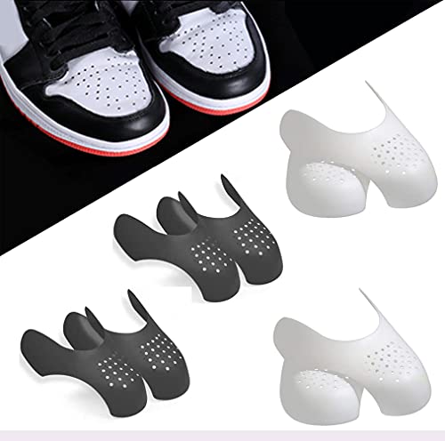 4 Pairs Shoe Crease Protectors Sneaker Toe Box Decreaser Prevent Shoes Crease Indentation Anti-Wrinkle Shoes Crease Guard for Men s 7-13 (White+Black)