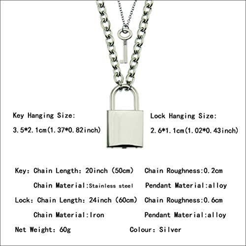 Stainless Steel Chain Punk Padlock Necklace Key Padlock Pendant Necklace Party Mens Chic Gifts, Lock With Key