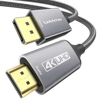 4K DisplayPort to HDMI Cable 6Ft, Uni-Directional Only, DP 1.2 (Source) to HDMI 1.4 (Display), 4K@30Hz, 2K@60Hz, Display Port Braided Cord for AMD, NVIDIA, Dell, Monitor