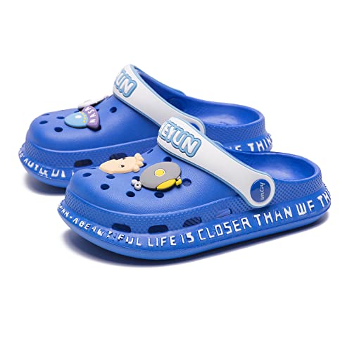 Azooken Kid's Cute Clogs Slides Boys Girls Non-Slip Slippers Cartoon Garden Shoes Indoor Outdoor Children Beach Pool Water Shower Slippers(1823-Blue32) #TOP15