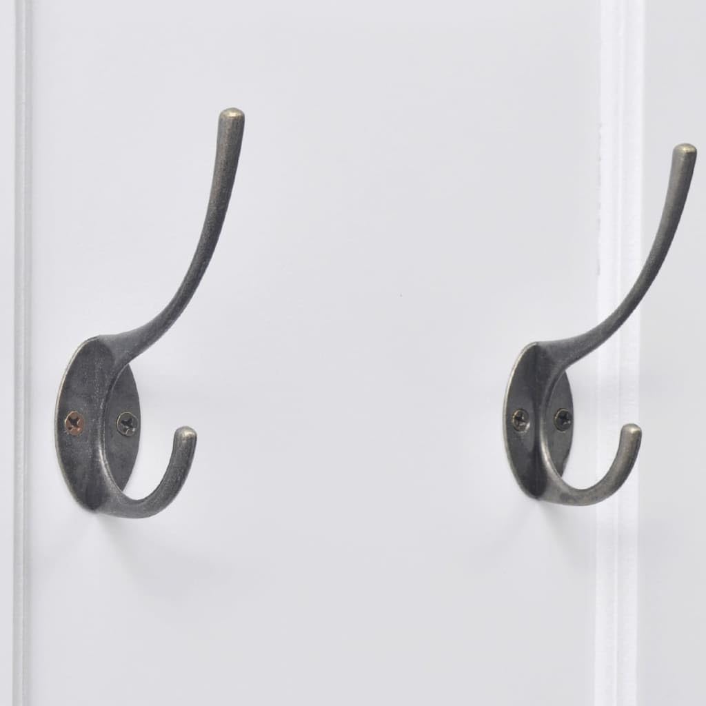vidaXL 2X Legno Abete Appendiabiti da Parete con 3 Ganci Bianchi Attaccapanni