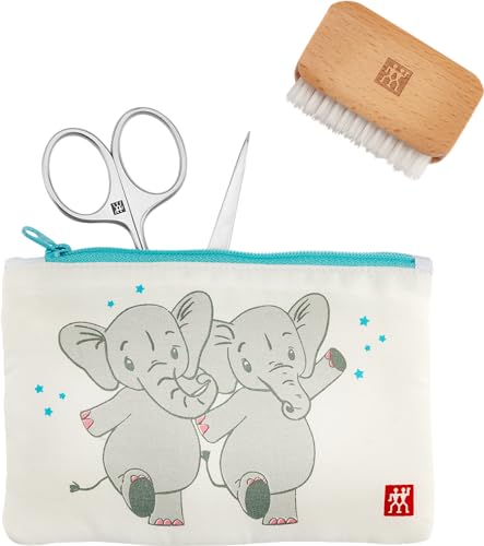 ZWILLING Baby und Kinder Nagelschere Set (Für sichere Nagelpflege, 3 teilig mit Nagelfeile und Nagelbürste, Geschenkset), Premium, Weiß