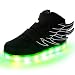 SLEVEL LED Light Up Shoes USB Flashing Sneakers for Kids Boys Girls(34Black9)