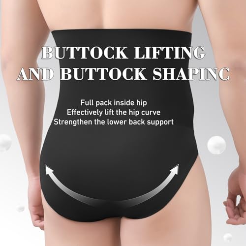 Men's Tummy Control Shapewear Boxer Briefs Waist Girdle Slimming Body Shaper Compression Short Nylon Stretchy(Grey)4