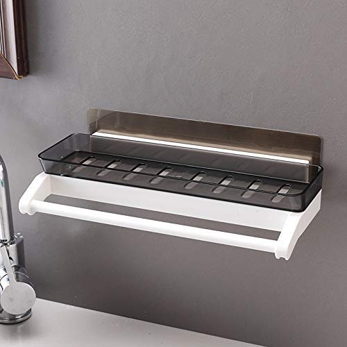 SEMITO Self Adhesive Bathroom and Kitchen Storage Rack with Towel Bar for Shampoo Cosmatics Towel Napkin ABS Plastic Material Heavy Duty Multi Colour Pack of 1 (Storage Rack with ABS Towel Bar) (B0946M58S6) Amazon Price History, Amazon Price Tracker