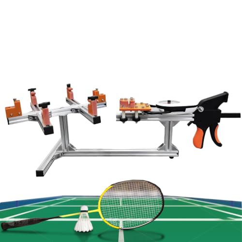 Máquina encordadora de raquetas con sistema fijo de 6 puntos y cabrestante de 20-32 libras, ideal para mantenimiento de raquetas de tenis y bádminton