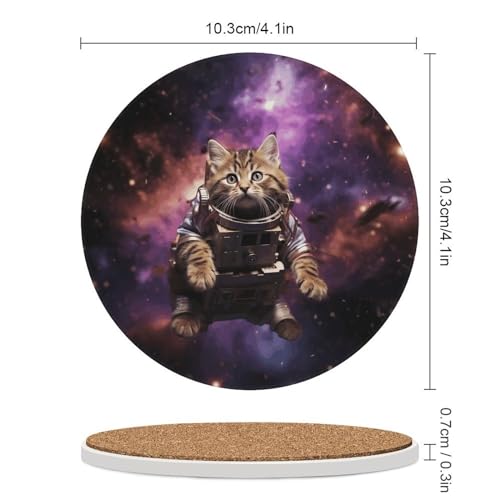 Dessous de verre chat dans l'espace anti-rayure et absorbant pour table