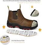 SAFETOE Mens Work Boots Composite Toe Chelsea Safety Boots Slip On Cow Leather Waterproof Lightweight Working Boots