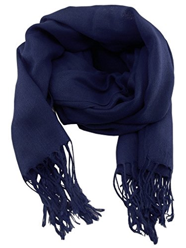 Accessoire Top Tendance Écharpe Chèche Pashmina Homme Très Doux Couleur Unie 198cm x 90cm (+20 Couleurs) (198cm x 90cm, Bleu Marine) Cover