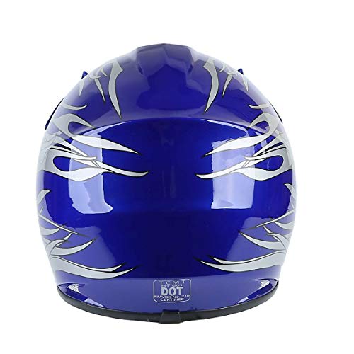Slmoto Dot Youth & Kids Motocross Offroad Street Helmet Blue Flame Motorcycle Youth Helmet Dirt Bike Motocross Atv Helmet+Goggles+Gloves Medium #TOP5