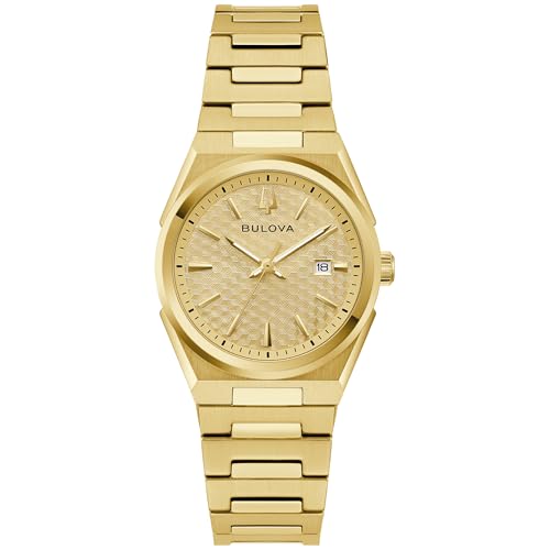 Bulova Ladies Dress Classic 3-Hand Calendar Date Quartz Watch Stainless Steel Bracelet Patterned Dial 28mm