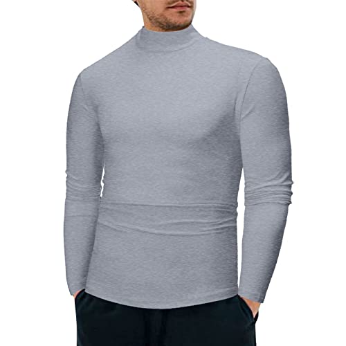 Caixinkan Camiseta de cuello alto para hombre de invierno, corte ajustado, cuello alto, térmico, cuello de tortuga, forro polar, monocolor, camiseta de manga larga, elástica, informal, ropa interior
