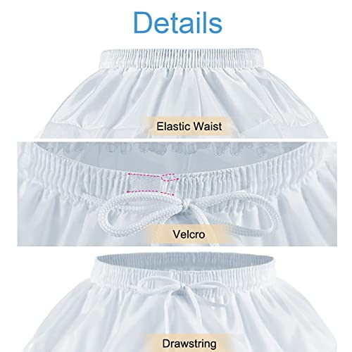 Kinder Reifrock Petticoat - Unterrock für Mädchen, 3 Creolen, Halber Slip für Prinzessin Kleid in Weiß