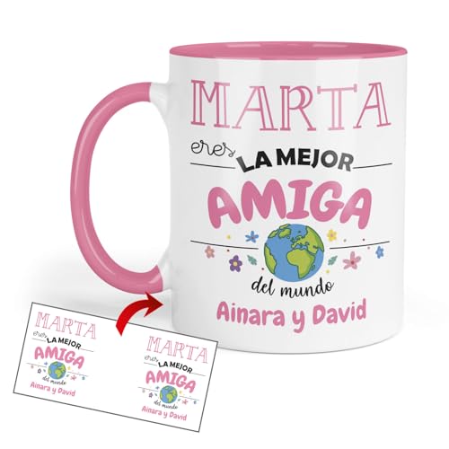 Imagen de Kembilove Taza Amiga Personalizada Regalo original mejor amiga con nombre y dedicatoria Detalle emotivo cumpleaños amistad Tazas personalizadas amigas café mujer