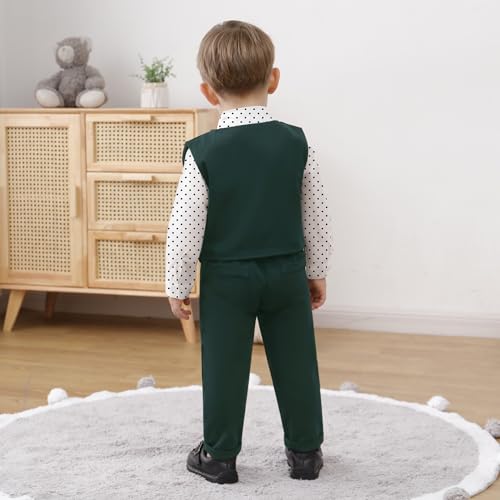 Image of YUEMION Toddler Baby Boy Clothes Suits Gentleman Dress Shirt+Bowtie+Vest+Suspender Pants Boy Formal Wedding Outfits Set 1-5T