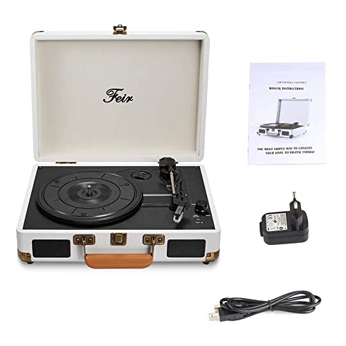 Vinyl Record Player Bluetooth with Speakers 3 Speed Portable Turntable Suitcase Built in 2 Speakers RCA Line Out AUX Headphone Jack PC Re...