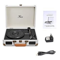 Vinyl Record Player Bluetooth with Speakers 3 Speed Portable Turntable Suitcase Built in 2 Speakers RCA Line Out AUX Headphone Jack PC Recorder-White - Les Beatles, Paul McCartney, John Lennon, RIngo Starr, George Harrison Vinyl Record Player Bluetooth with Speakers 3 Speed Portable Turntable Suitcase Built in 2 Speakers RCA Line Out AUX Headphone Jack PC Recorder-White – Image 2