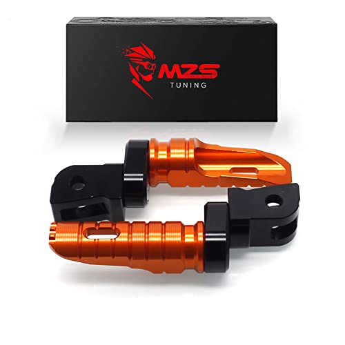 Image of MZS Motorcycle Foot Pegs, Double Adjustable Front Rider Footpegs Footrest Rest Pedal CNC Orange FK004 Compatible with 200 250 390 690 790 890 Models