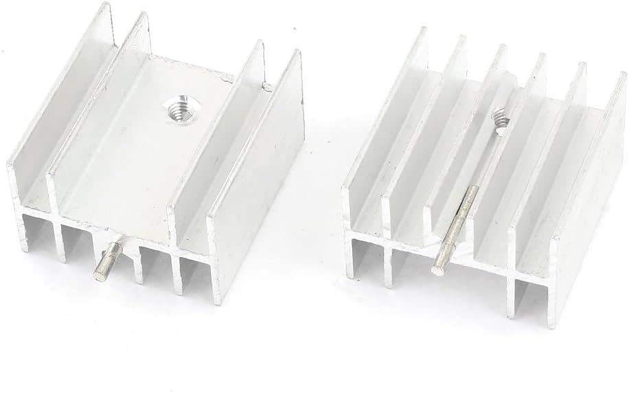 2 Pcs Silver Tone Aluminum Heat Sink 23x16x25mm for TO220 Transistor Radiator