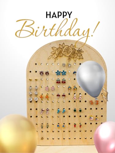 2OWLS Earring Holder Girls Rose Wood Jewelry Organizer for Girls Vanity Women. Pegboard Jewelry Rack Studs Earring Stand Organizer Boho floral Earring Tower Organizer for Girls. Boho4