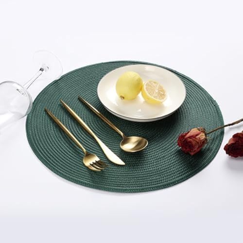 Set de table rond tressé violet ou vert foncé Ø38 cm (Lot de 4)