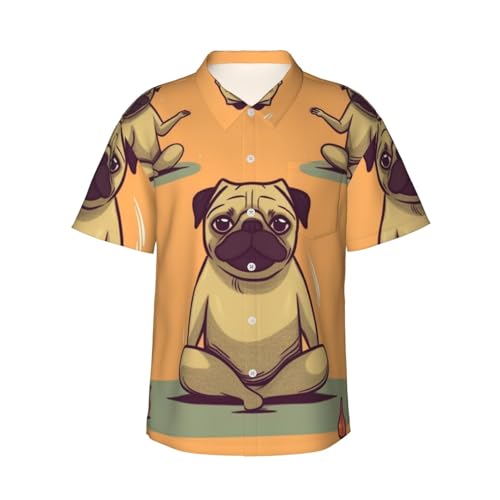 Chemise hawaïenne carlin de yoga homme à manches courtes et boutons