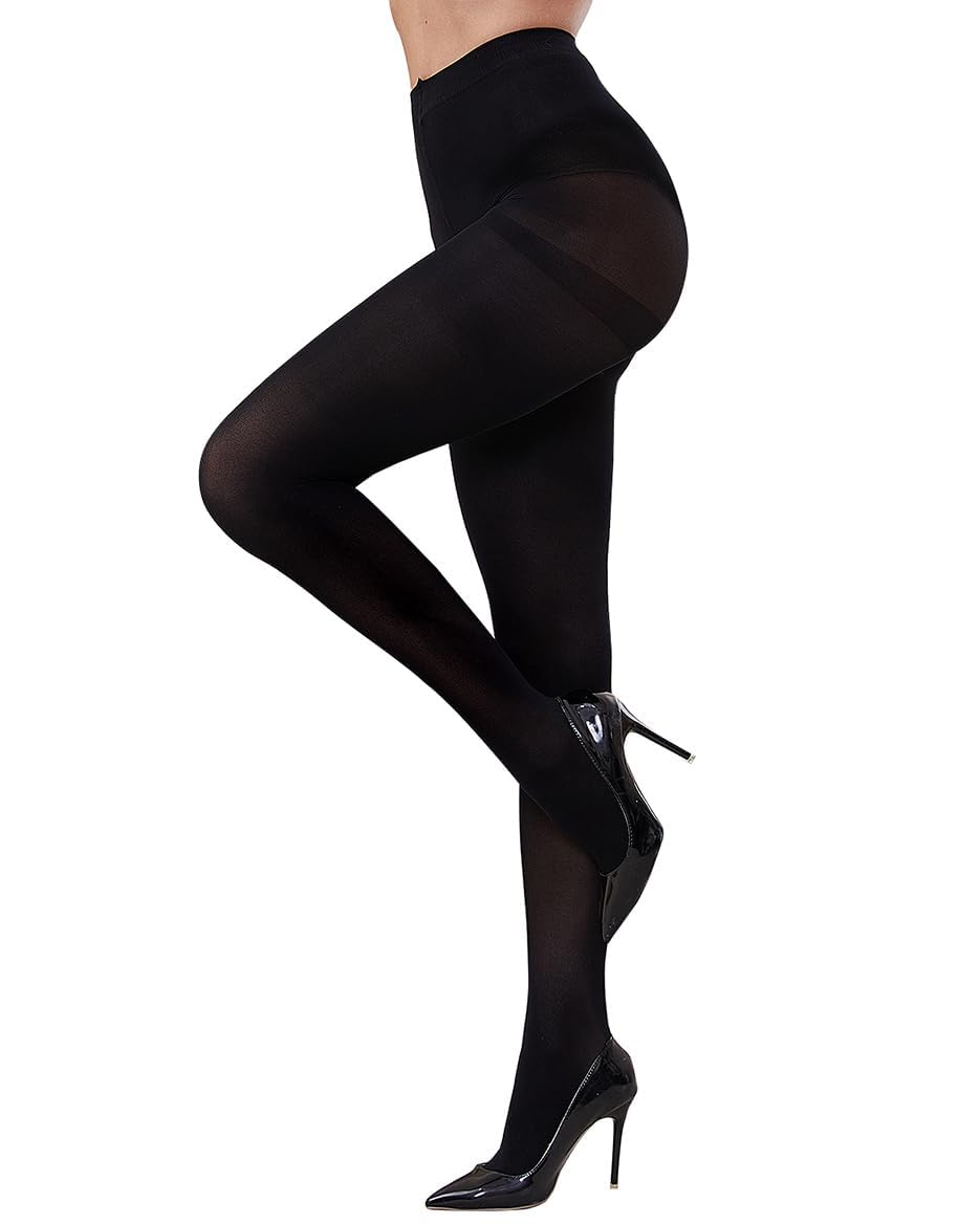Medias negras para mujer, medias de control de microfibra, talla extra grande 150D con forro polar
