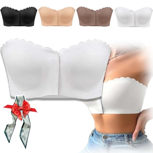 Agreetally Bra,Surpassdo Strapless Bra,Surpassdo - Seamless Front Closure Strapless Bandeau Bras