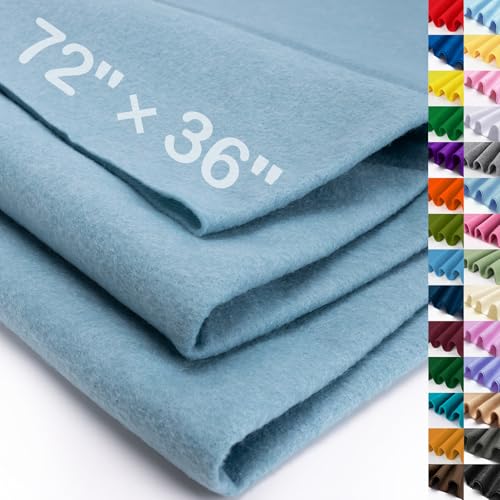 Image of XSEINO Dusty Blue Large Felt Fabric 72 inch X 36 inch(2 Square Yards), 1.4 mm Thick Soft Felt Fabric Sheet for Crafts, Blue Series Colors Soft Nonwoven Fabric, Fit for Decoration, Sewing, DIY Crafts