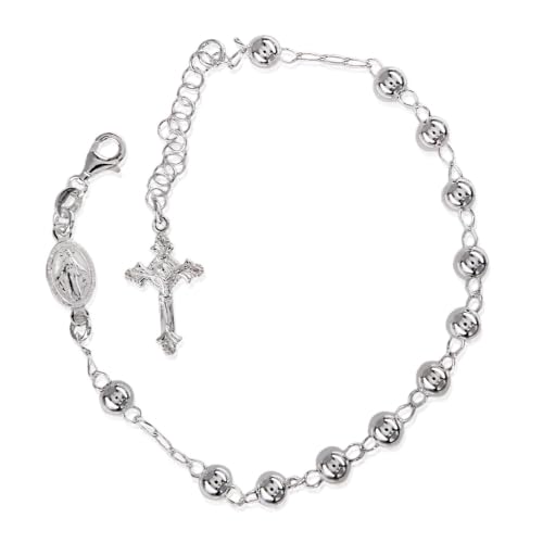 Chapelet de poignet en argent massif et sa médaille de protection divine