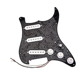 DZDZDZ Pièces De Humbucker De Guitare Électrique Pickguard Précâblées 3Ply SSS Noir 11.14×8.86×0.55inch Pickguard chargé - Les Beatles, Paul McCartney, John Lennon, RIngo Starr, George Harrison DZDZDZ Pièces De Humbucker De Guitare Électrique Pickguard Précâblées 3Ply SSS Noir 11.14x8.86x0.55inch Pickguard chargé – Image 5