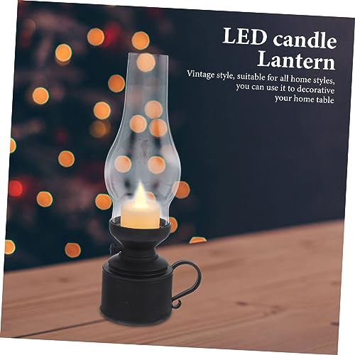Lámpara de vela LED retro negra para viento en camping y salones 6
