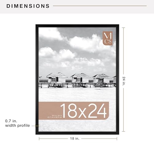 Image of MCS Foundation 18x24 Poster Frame Traditional Black, Vertical & Horizontal Wall Hanging Large Picture Frame for Photos, Posters & Art Prints (1-Pack)