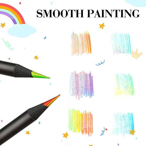 Teling 100 Pcs Rainbow Colored Pencils Multicolored 7 In 1 Pencils For Kids Black Wooden Bulk Rainbow Pencils Assorted Colors Art Supplies For Kids Adults School Classroom Drawing Coloring Sketching #TOP3