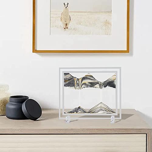 Image of NYRWANA Sand Art, Moving Sand Art,Sand Art Decor Picture Glass Liquid Wall Painting, 3d Deep Sea Sandscape Natural Landscape in Motion Display with Flowing Sand Frame for Home Decor, Diwali Gift Item, (10 inch, Black)