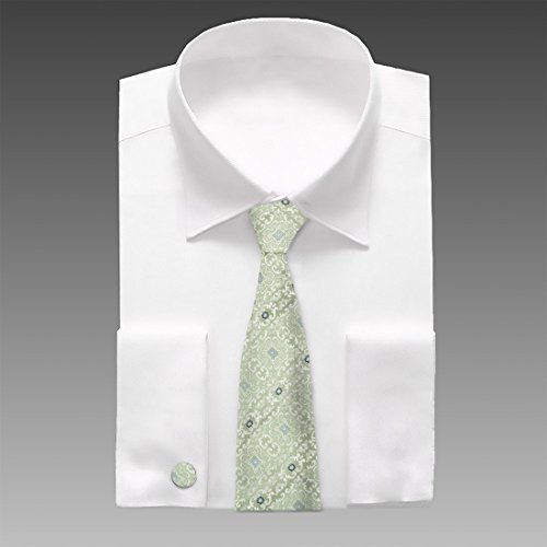 Y&G Green Pattern Neck Ties For Party 100% Silk Neck Ties Cuff-Link Set Travel Dates A1164 Dark Sea Green,Dark Blue #TOP1