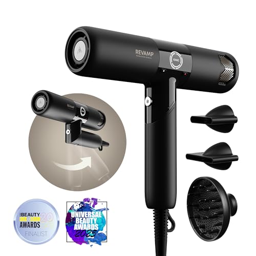 REVAMP Enigma Revelation Ionic Portable Hair Dryer, Brushless Motor for Quiet, Powerful, Fast Drying - Lightweight Blow Dryer, Cold Setting - 3 Magnetic Attachments for Salon Professional Styling - Image 6
