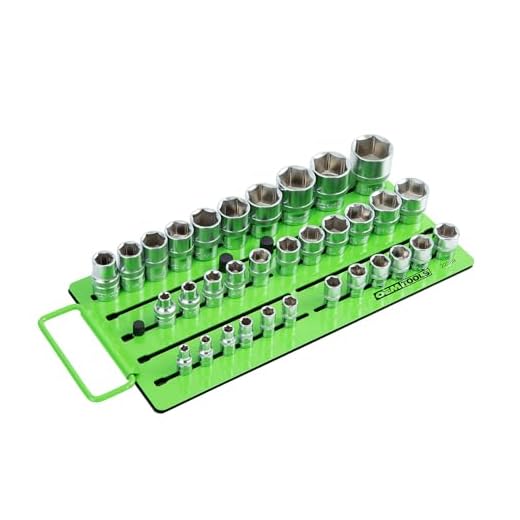 OEMTOOLS 22389 Pro Magnetic Socket Tray, Customizable Ratchet Organizer, Adjustable Drive Studs, Portable Socket Set Organizer, 3 Row Socket Organizer
