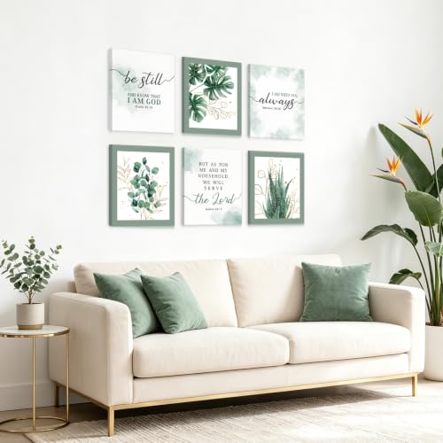 Image of CHDITB Botanical Bible Verse Framed Wall Art, Christian Scripture Decor | Eucalyptus Scripture Posters, Boho Green Plant Biblical Quotes Canvas Prints, Religious Wall Art for Bedroom Church 8 inchX10 inch