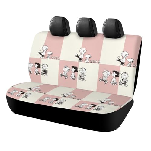 スヌーピー (2) アニメ カーシートカバー 車シートカバー 後部座席用 シート保護 おしゃれ カー用品 軽/普通車 汎用 後席クッションカバー 人気 四季通用 プレゼント