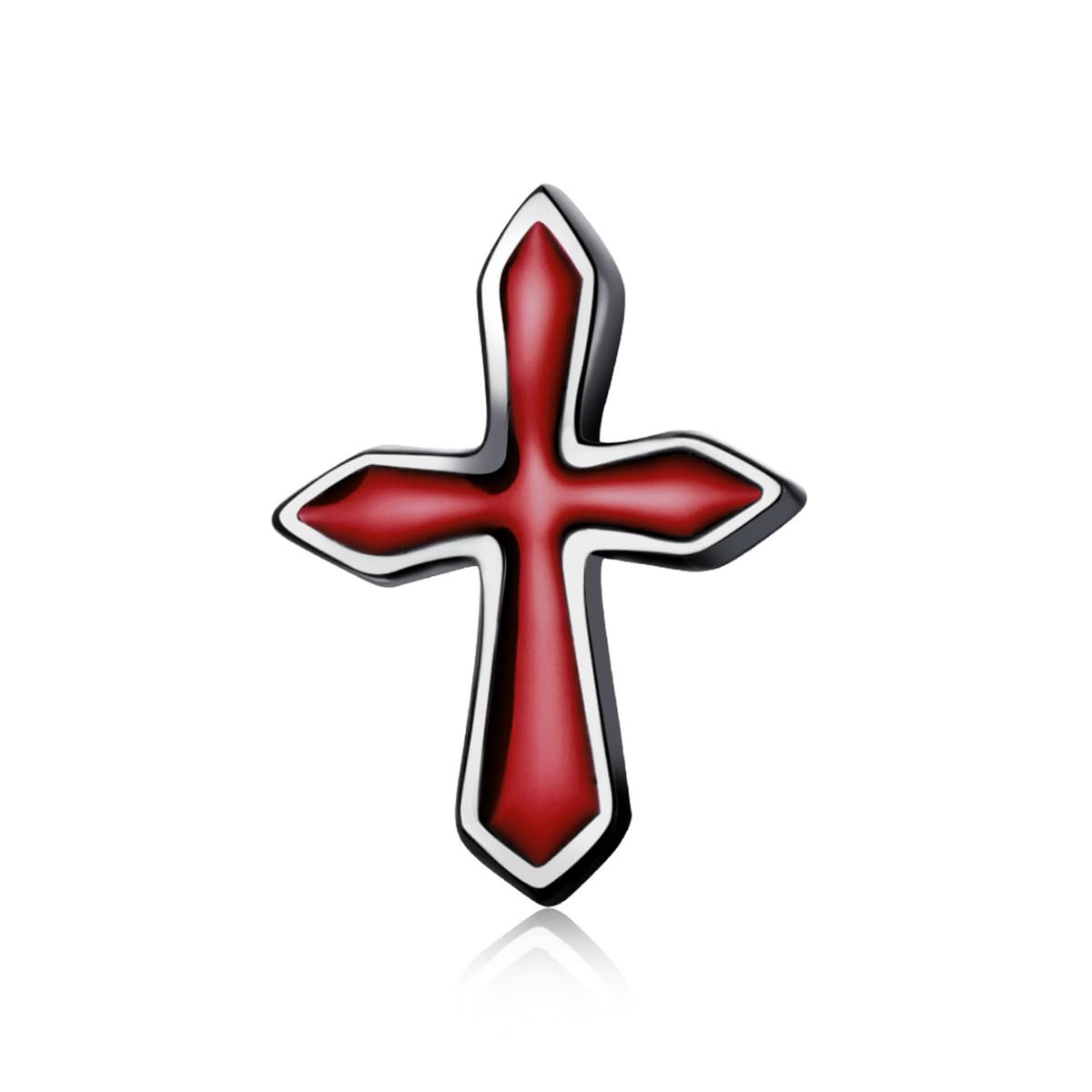 YCTTKDD Jeses Kruzifix Ohrringe 925 Sterling Silber Emaille Kreuz Ohrstecker Rot für Damen und Mädchen