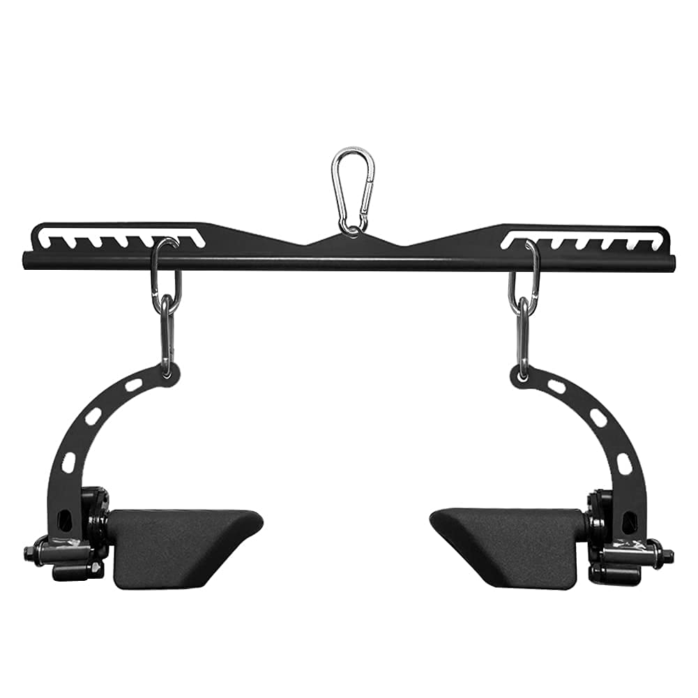 LAT Pull down bar accessories straight handle distance adjustable, cable machine attachment for pully system, weight fitness body training and strength training, with 2 carabiners, 92cm