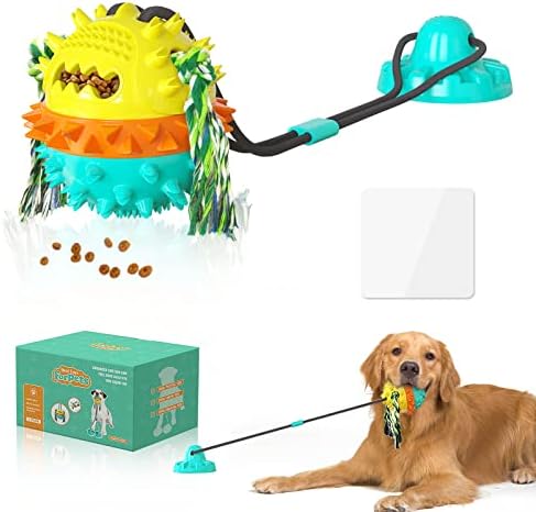 Dog Toys for Aggressive Chewers Interactive Mentally Stimulating Puzzle Toy Suction Cup Tug of War Rope Indestructible Boredom Buster Self Play Food Dispensing Ball Teething Squeaky Puppy Large Dogs