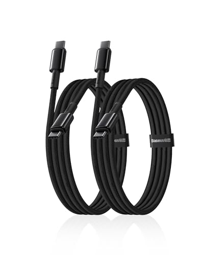 Baseus Cable USB C a USB C, 100 W [1 m + 1 m] Tipo C Cable de carga rápida PD 5A QC 4.0 Cable de carga USB C para iPhone 16 Pro/15/14/13/12 MacBook Pro iPad Air Mini Samsung Galaxy S23 S22 S21 S20