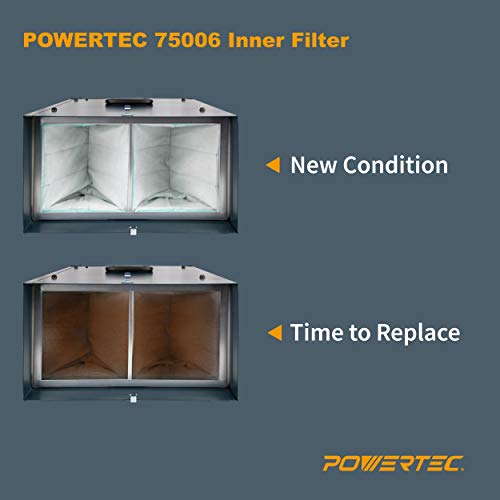 Image of POWERTEC 3-Speed Remote Controlled Air Filtration System (300 /350 /400 CFM) w /Extra Inner & Outer Filter (2 of Each) Replacement, Hanging Air Filter for Woodworking, Workshop & Garage (AF4001C)