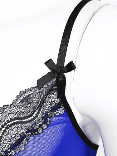 Men's Sissy Lingerie Dress Crossdresser Sheer Mesh Lace Tirm V Neck Nightdress with G String4