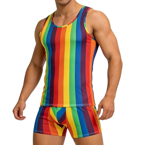 Débardeur en maille arc-en-ciel respirant et dos en Y pour homme