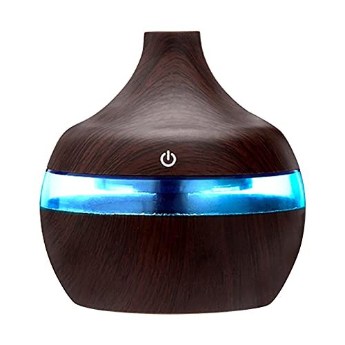 300ml Mini Diffuseur d'Huiles Essentielles, Humidificateur à bois Portable Purificateur d'air Electrique Ultrasonique Brume Parfum pour SPA, Massage, Yoga, Maison, Bureau, Chambre bébé (B)
