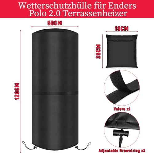 SIRUITON Wetterschutzabdeckung für Enders Polo 2.0 Terrassenheizer, reißfest, strapazierfähig, 420D Oxford-Gewebe, wasserdicht, winddicht, UV-beständig, Outdoor-Boxsackabdeckung ( 50x50x120cm)