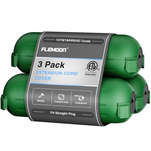 [3 Pack] Flemoon Outdoor Extension Cord Safety Cover with Waterproof Seal